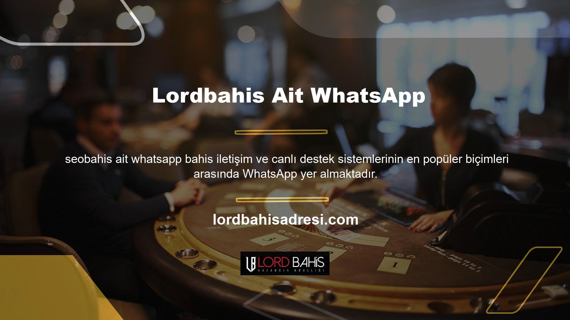 Anlık mesajlaşma konusunda destek için her zaman casino sitesinin Whatsapp temsilcisine ulaşabilirsiniz